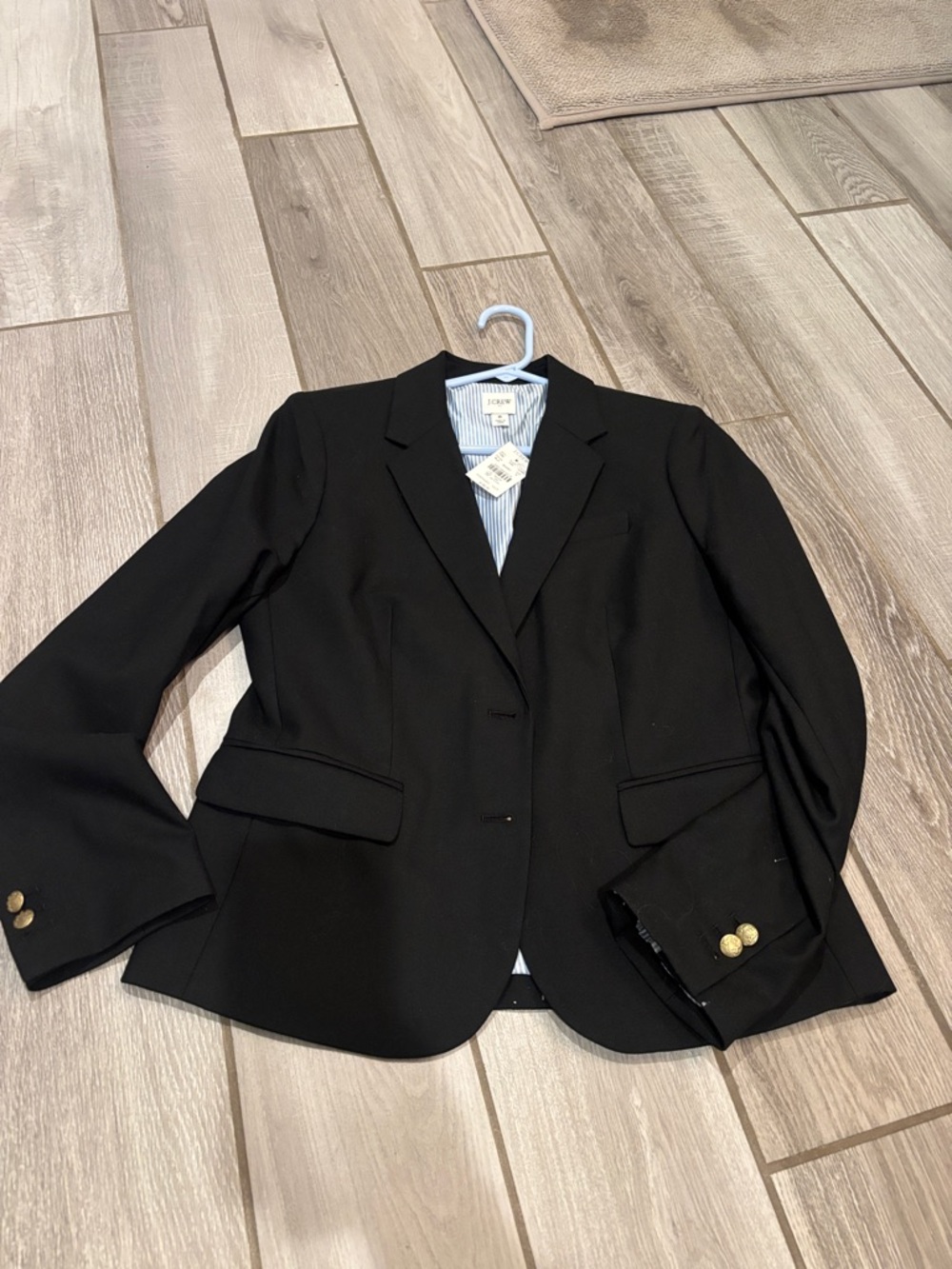 J. Crew Black Notch-Lapel Blazer with Gold Buttons